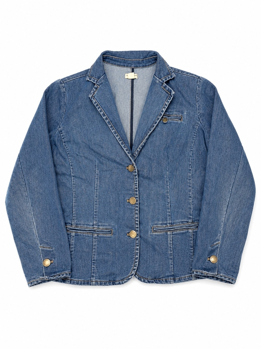 Coldwater Creek Plus Size Blue Denim Jacket with Gold Button Size 24